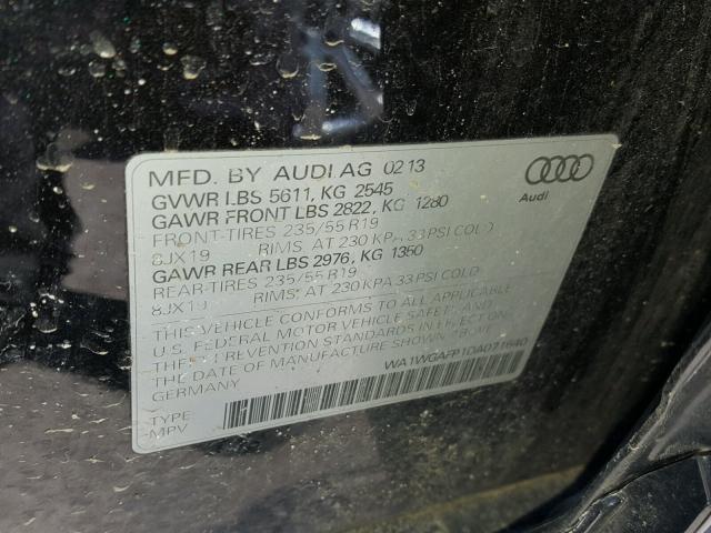 WA1WGAFP1DA071640 - 2013 AUDI Q5 PRESTIG BLACK photo 10