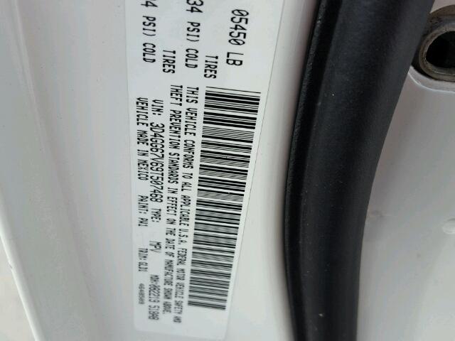 3D4GG67V69T507468 - 2009 DODGE JOURNEY R/ WHITE photo 10