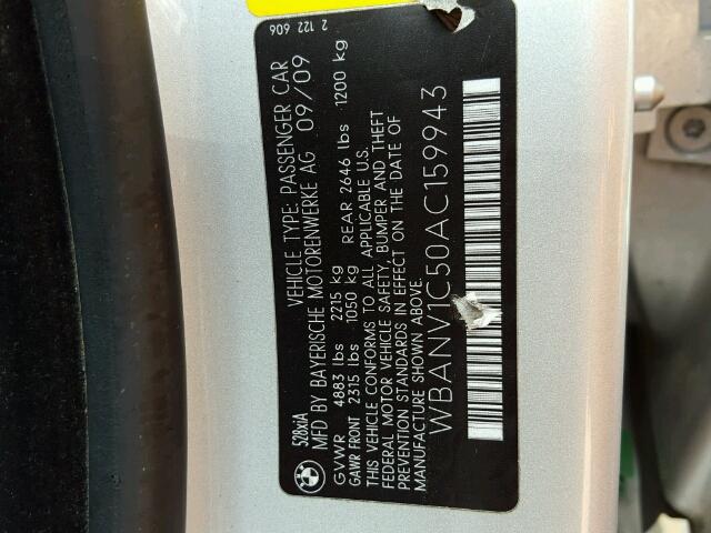 WBANV1C50AC159943 - 2010 BMW 528XI SILVER photo 10