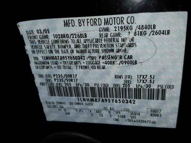 1LNHM87A95Y650342 - 2005 LINCOLN LS Qara foto 10