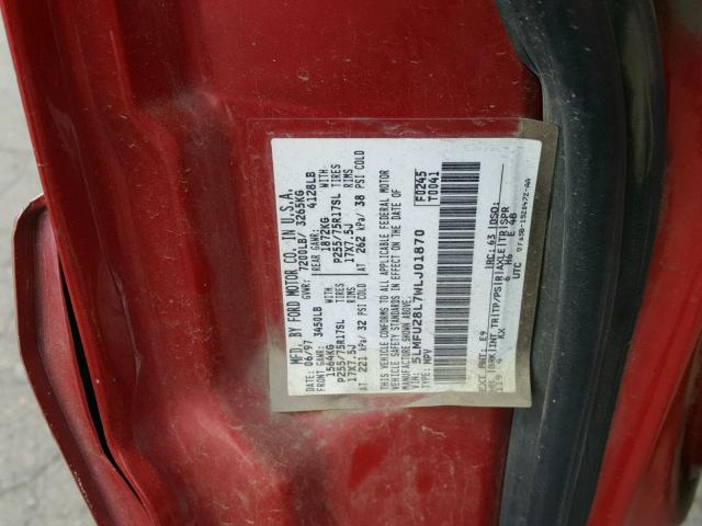 5LMFU28L7WLJ01870 - 1998 LINCOLN NAVIGATOR RED photo 10