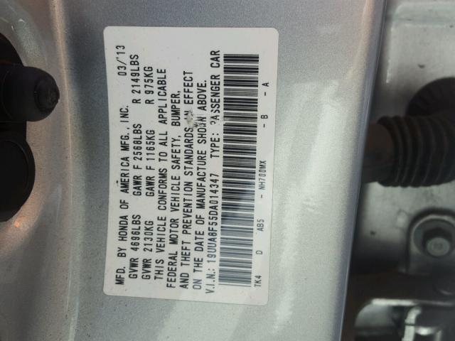 19UUA8F55DA014347 - 2013 ACURA TL TECH SILVER photo 10