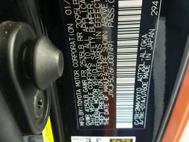 JTKJF5C76FJ007491 - 2015 TOYOTA SCION TC 双色 照片 10