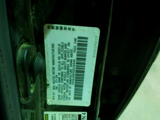 5Y2SL66835Z416448 - 2005 PONTIAC VIBE BLACK photo 10