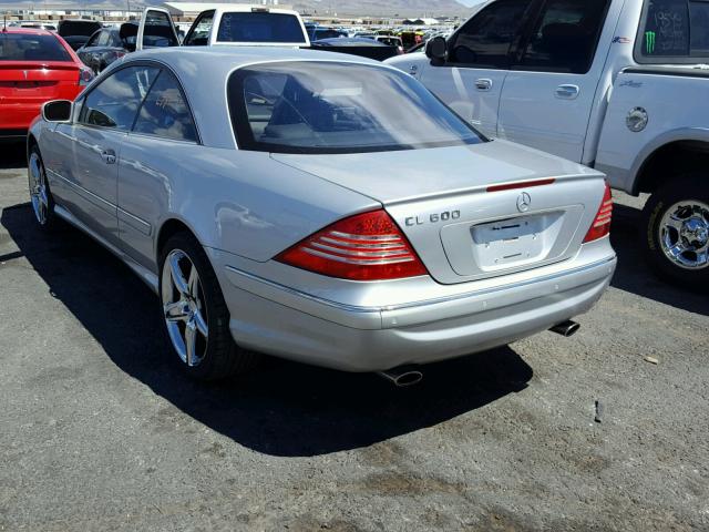 WDBPJ78J32A027142 - 2002 MERCEDES-BENZ CL 600 SILVER photo 3