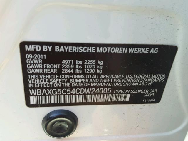 WBAXG5C54CDW24005 - 2012 BMW 528 I WHITE photo 10