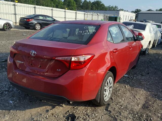 2T1BURHE1HC808361 - 2017 TOYOTA COROLLA L RED photo 4