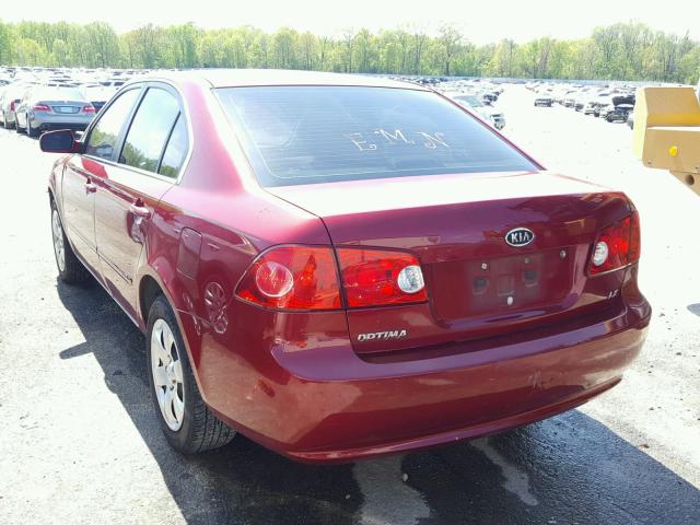 KNAGE123385261244 - 2008 KIA OPTIMA MAROON photo 3