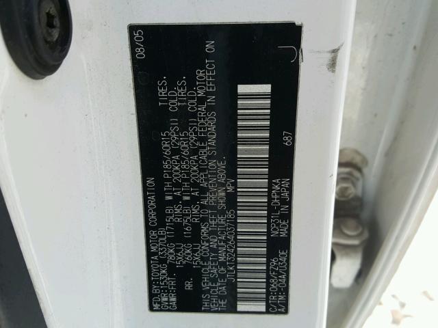 JTLKT324264037185 - 2006 TOYOTA SCION XB WHITE photo 10