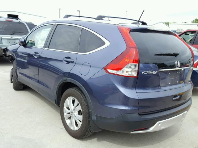 2HKRM4H71DH610339 - 2013 HONDA CR-V EXL BLUE photo 3