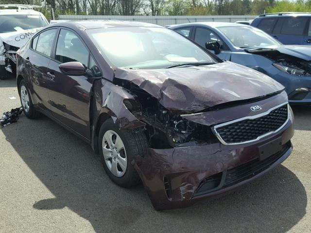 3KPFK4A70JE185716 - 2018 KIA FORTE LX MAROON photo 1