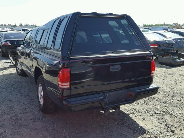 1B7GL22Y1XS303985 - 1999 DODGE DAKOTA BLACK photo 3