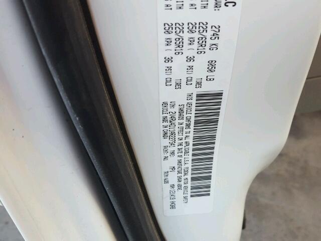 2V4RW4D11AR227341 - 2010 VOLKSWAGEN ROUTAN S WHITE photo 10