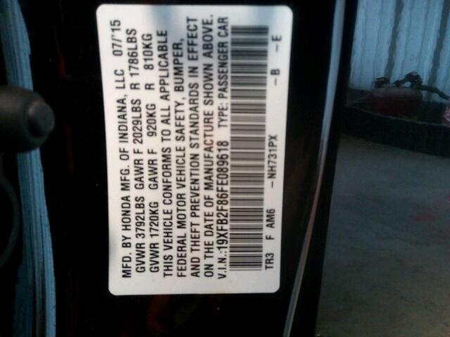 19XFB2F86FE089618 - 2015 HONDA CIVIC EX Qara foto 10