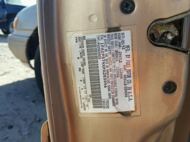 1FACP574XPA283046 - 1993 FORD TAURUS GL BROWN photo 10