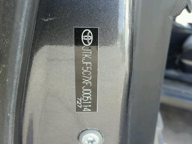 JTKJF5C7XFJ005114 - 2015 TOYOTA SCION TC 石墨色 照片 10