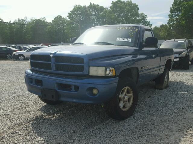 1B7HF16Y11S352062 - 2001 DODGE RAM 1500 BLUE photo 2