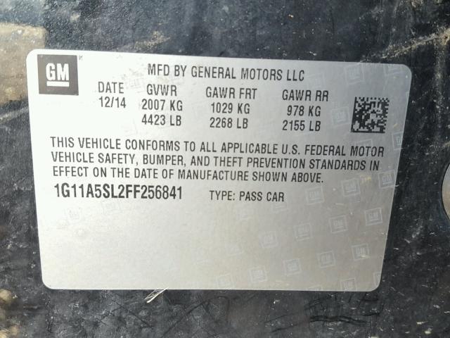 1G11A5SL2FF256841 - 2015 CHEVROLET MALIBU LS 黑色 照片 10