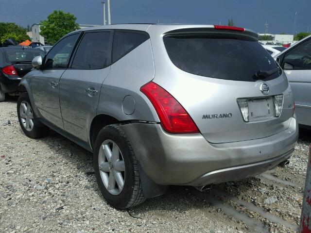 JN8AZ08T14W225186 - 2004 NISSAN MURANO SL SILVER photo 3