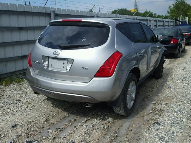 JN8AZ08T14W225186 - 2004 NISSAN MURANO SL SILVER photo 4