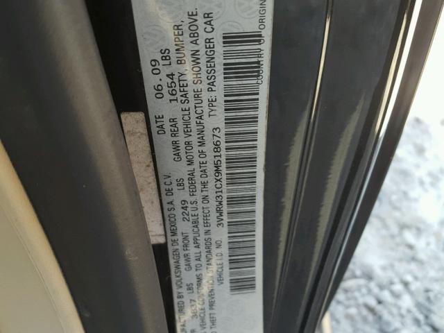 3VWRW31CX9M518673 - 2009 VOLKSWAGEN NEW BEETLE 黑色 照片 10