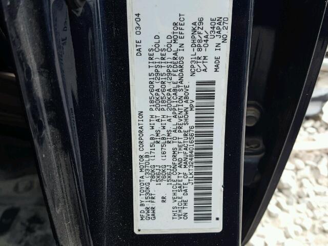 JTLKT324840165676 - 2004 TOYOTA SCION XB BLUE photo 10