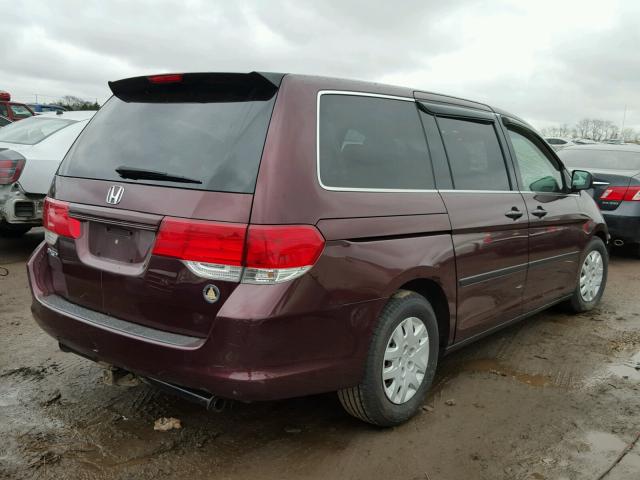 5FNRL38259B032544 - 2009 HONDA ODYSSEY LX MAROON photo 4