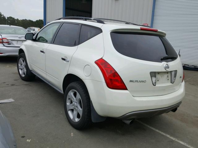 JN8AZ08T35W316090 - 2005 NISSAN MURANO SL WHITE photo 3