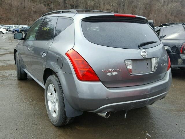 JN8AZ08W25W443505 - 2005 NISSAN MURANO SL GRAY photo 3