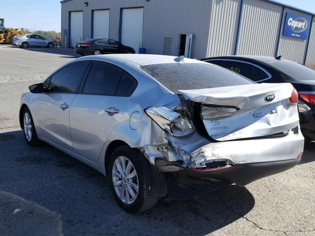 KNAFX4A61E5165045 - 2014 KIA FORTE LX SILVER photo 3