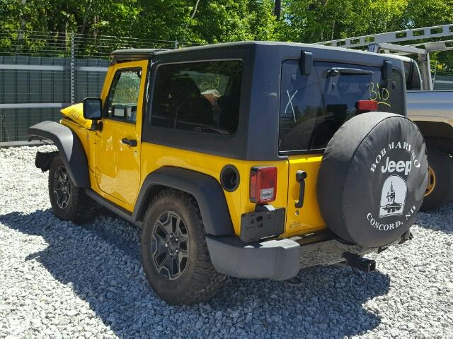 1C4AJWAG8FL639864 - 2015 JEEP WRANGLER S 黄色 照片 3