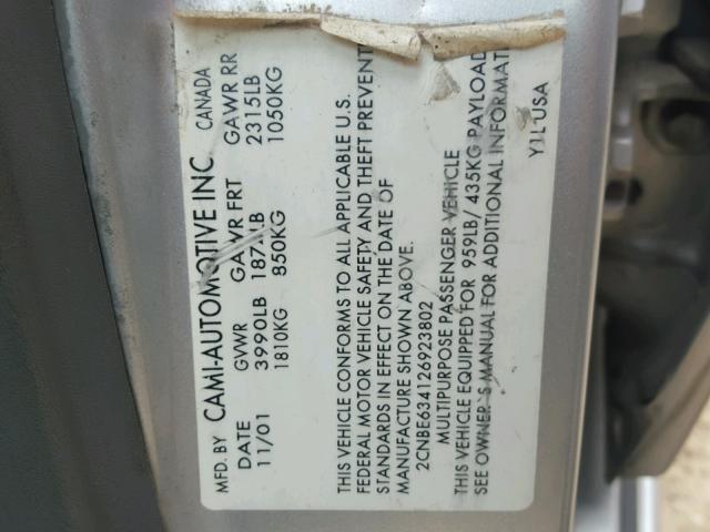 2CNBE634126923802 - 2002 CHEVROLET TRACKER LT SILVER photo 10