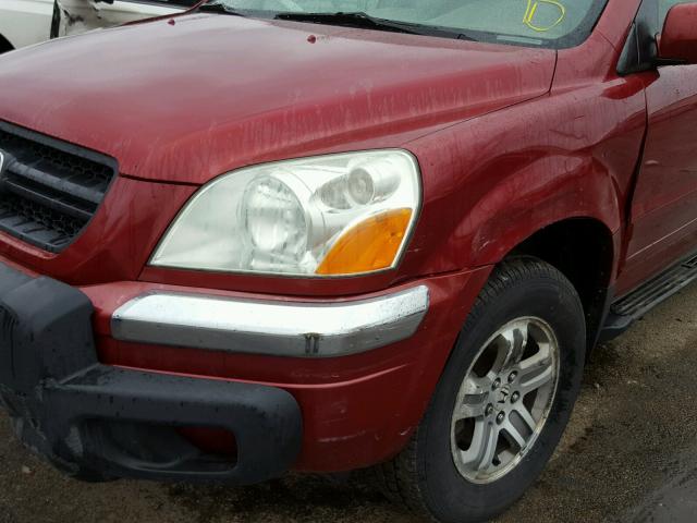 2HKYF18554H599011 - 2004 HONDA PILOT EXL RED photo 9