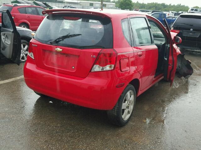 KL1TD66657B785251 - 2007 CHEVROLET AVEO BASE Կարմիր լուսանկար 4