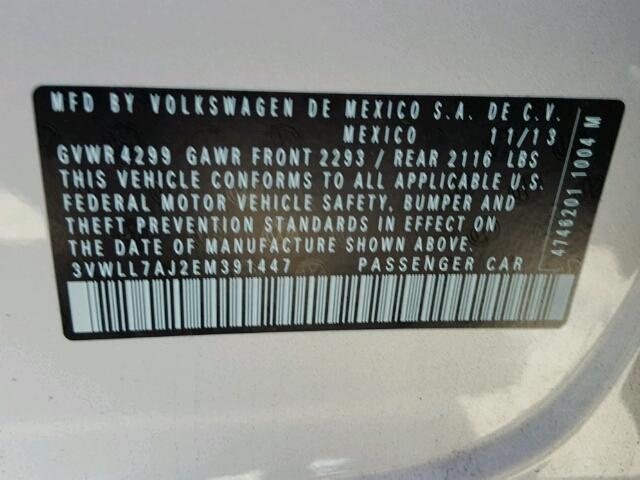 3VWLL7AJ2EM391447 - 2014 VOLKSWAGEN JETTA TDI SILVER photo 10