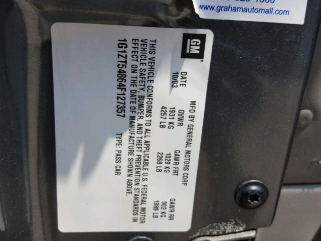 1G1ZT54864F127357 - 2004 CHEVROLET MALIBU LS 灰色 照片 10