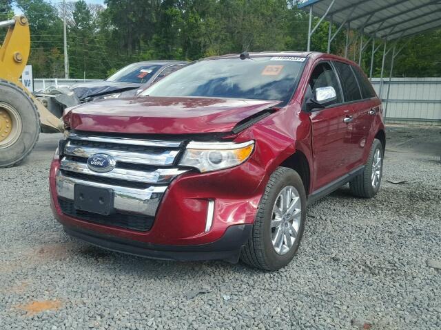 2FMDK3JC3EBB16560 - 2014 FORD EDGE SEL MAROON photo 2