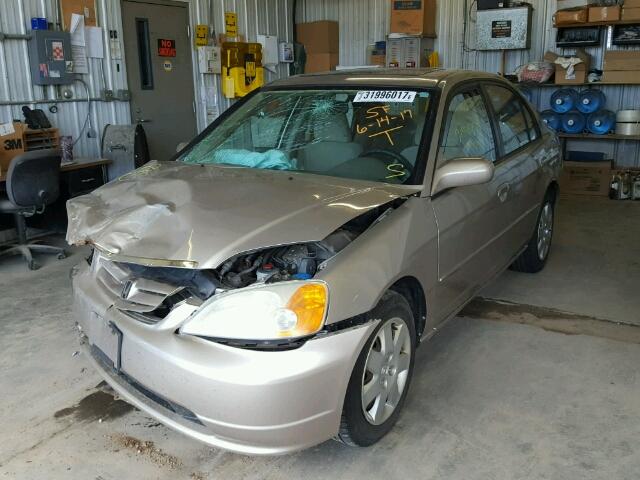 1HGES26711L065389 - 2001 HONDA CIVIC EX TAN photo 2