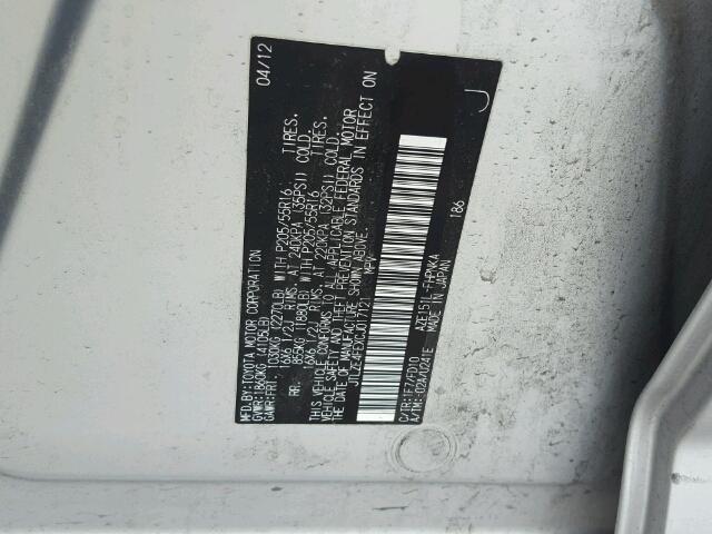 JTLZE4FEXCJ017121 - 2012 TOYOTA SCION XB SILVER photo 10