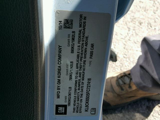 KL8CK6S05FC727416 - 2015 CHEVROLET SPARK EV 1 蓝色 照片 10