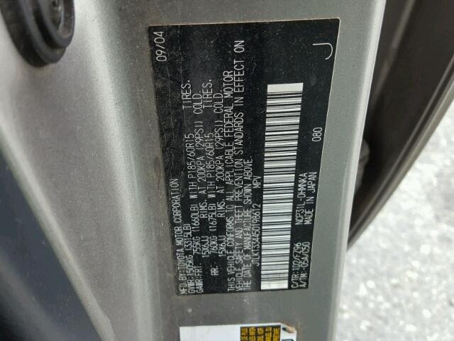 JTLKT334450198612 - 2005 TOYOTA SCION XB TAN photo 10