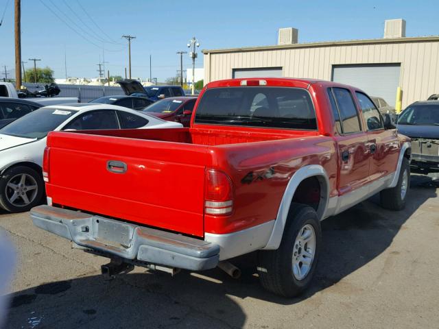 1D7HG48N94S665016 - 2004 DODGE DAKOTA QUA RED photo 4