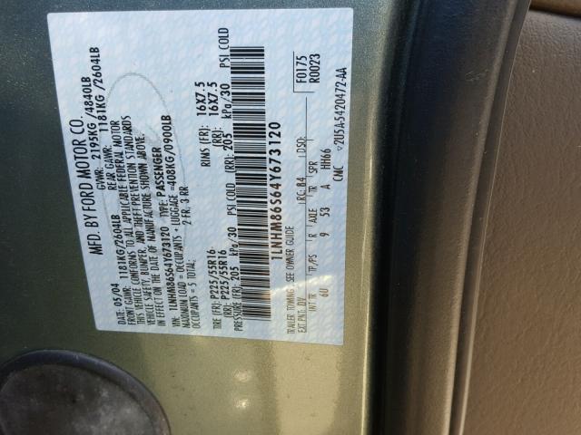 1LNHM86S64Y673120 - 2004 LINCOLN LS GREEN photo 10