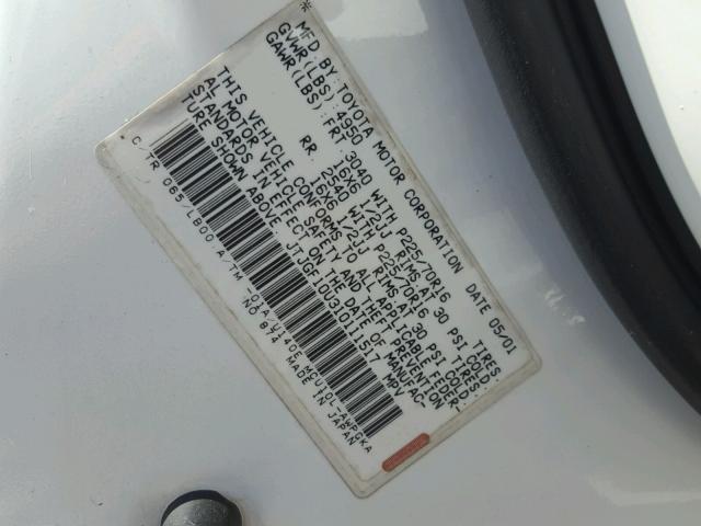 JTJGF10U310111517 - 2001 LEXUS RX 300 WHITE photo 10