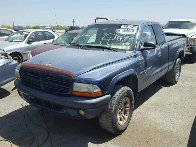 1B7GG22NX1S336114 - 2001 DODGE DAKOTA BLUE photo 2