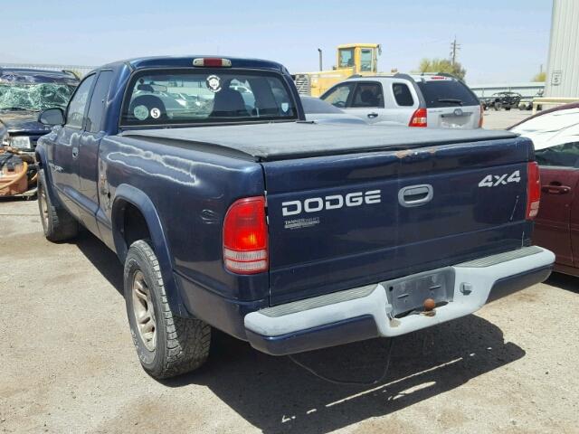 1B7GG22NX1S336114 - 2001 DODGE DAKOTA BLUE photo 3