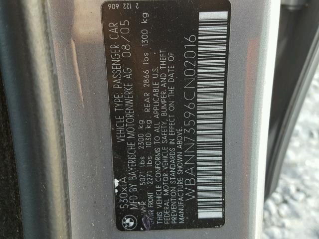 WBANN73596CN02016 - 2006 BMW 530 XIT SILVER photo 10