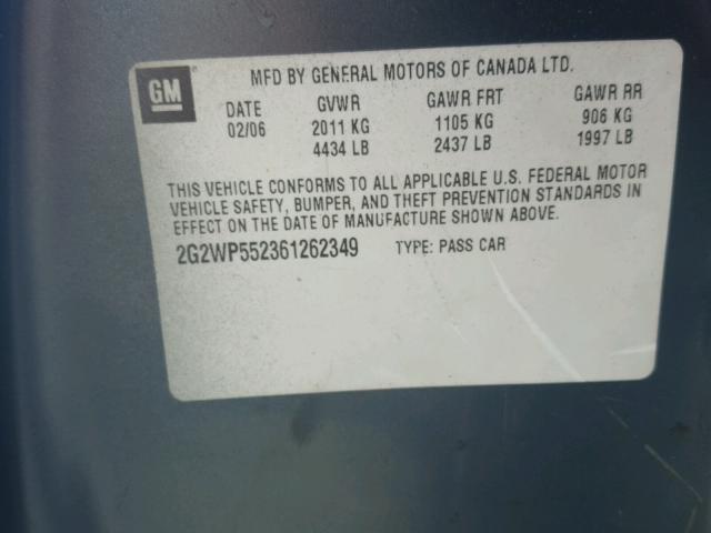 2G2WP552361262349 - 2006 PONTIAC GRAND PRIX BLUE photo 10