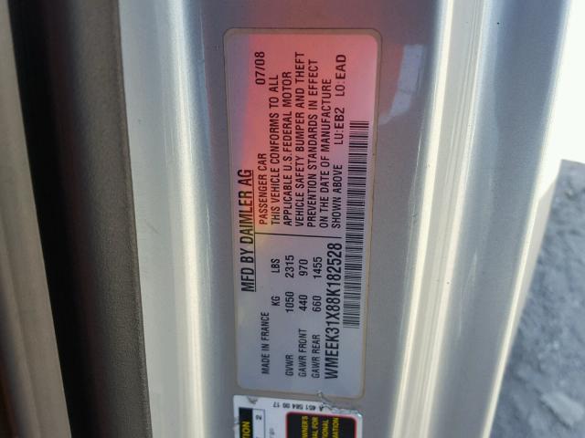 WMEEK31X88K182528 - 2008 SMART FORTWO PAS 银色 照片 10