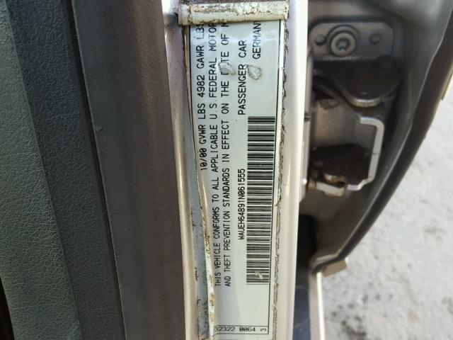 WAUEH64B91N061555 - 2001 AUDI A6 2.8 QUA SILVER photo 10